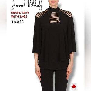 Joseph Ribkoff Black Keyhole Top BRAND NEW WITH TAGS